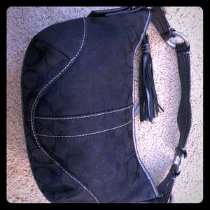 Coach! Small hobo black shimmery logo purse